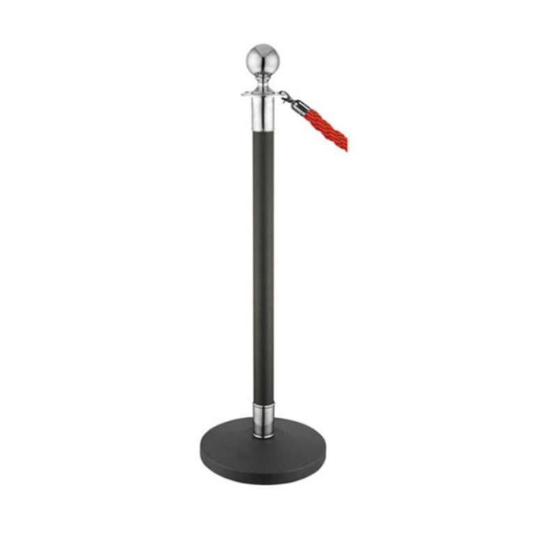 black rope stanchions wilt silver top